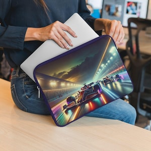 Race Car Laptop Sleeve,  Gift for Him, Laptop Bag for Men, Mac Book Pro Case, Man&#39;s Laptop Case, Tablet Bag, Computer Tote