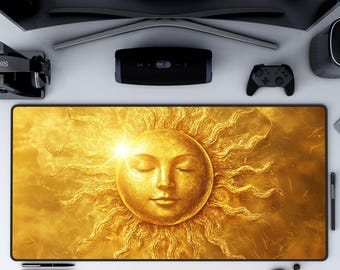 Sun Burst Desk Mat: Sol Golden Mousepad - Large Gaming Decor