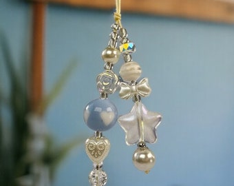 Star Heart Flower Phone Charm Phone Keychain Phone Lanyard Phone Strap Phone String Handmade Beads Phone Accessory Blue Silver Y2k Charm