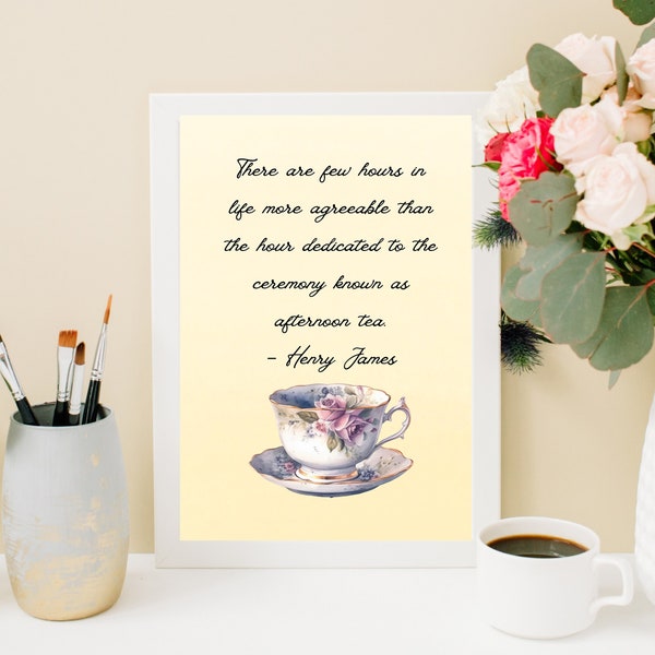 Tea Quotes, Teacup Print, Teacup Printable, Kitchen Decor, Office Decor