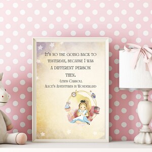Alice in Wonderland Art, Book Quotes Print, Alice in Wonderland Decor, Alice in Wonderland Print, Wall Art, Vintage Wall Art, Nursery Decor