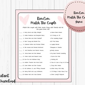 ROMCOM Game PDF: Ultimate Romantic Comedy Couples Quiz, Downloadable ...