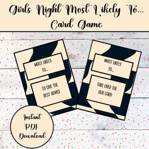 Gioco di carte per serate tra ragazze, perfetto per qualsiasi serata tra ragazze, festa di compleanno, addio al nubilato o festa di addio al nubilato. Download immediato del PDF.
