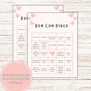 ROMCOM Bingo, Romantischer Komödien Spieleabend, Einzigartige Spieleabend Ideen, Digitaler Download PDF