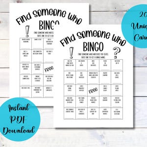 Find Someone Who Bingo- Perfect Ice Breaker Game For Work Events, Team Building, Human Bingo, and Icebreaker Activity. Instant PDF download.