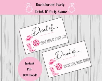 Bachelorette Drinking Party Game, Drink if Game, Bachelorette Party Weekend, Funny Games, Pink Cowgirl Theme, Instant PDF Download