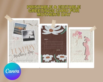 Carte de voeux joyeuse fête des mères imprimable et modifiable (cadeau pour la fête des mères, carte de maman, cadeau personnalisé pour maman, carte de voeux pour grand-mère)