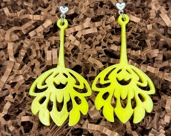 yellow 3D printed "mila" drop earrings