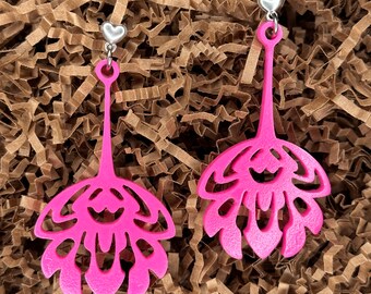 pink 3D printed "mila" drop earrings