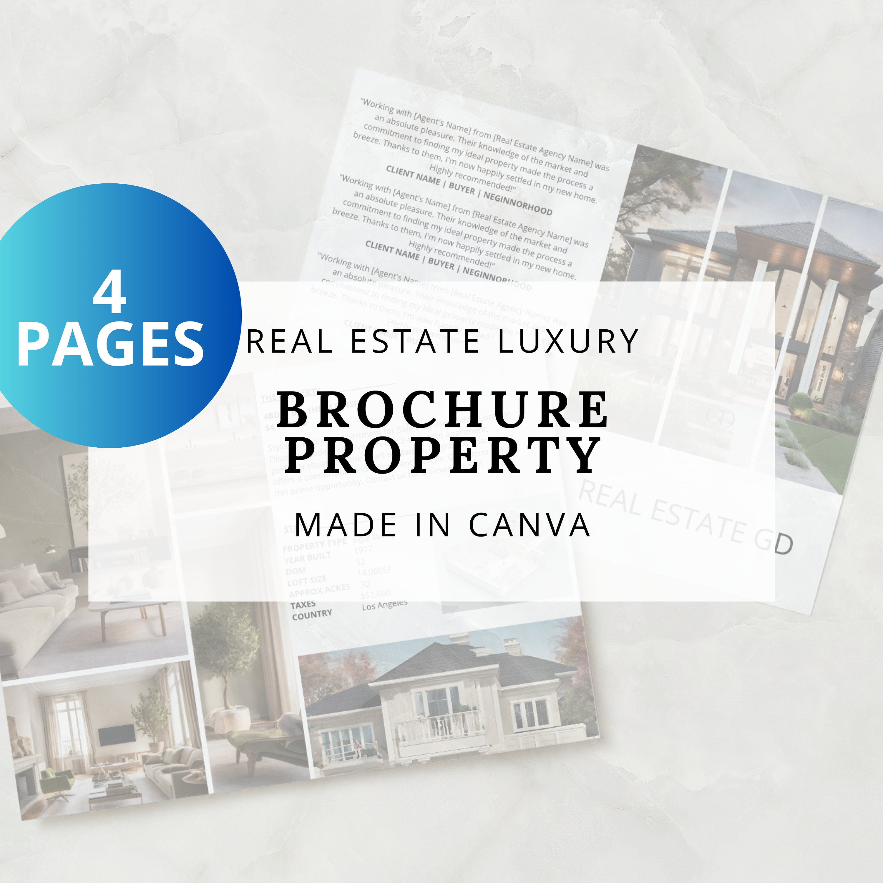 Luxury Property Brochure 4 Page Real Estate Brochure Open House ...