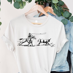 Cowboy Roping Shirt, American Western Graphic Tee, Rodeo Gift Shirt, Cowgirl Shirt, Cowboy Roping Western Shirt, Couple Shirts