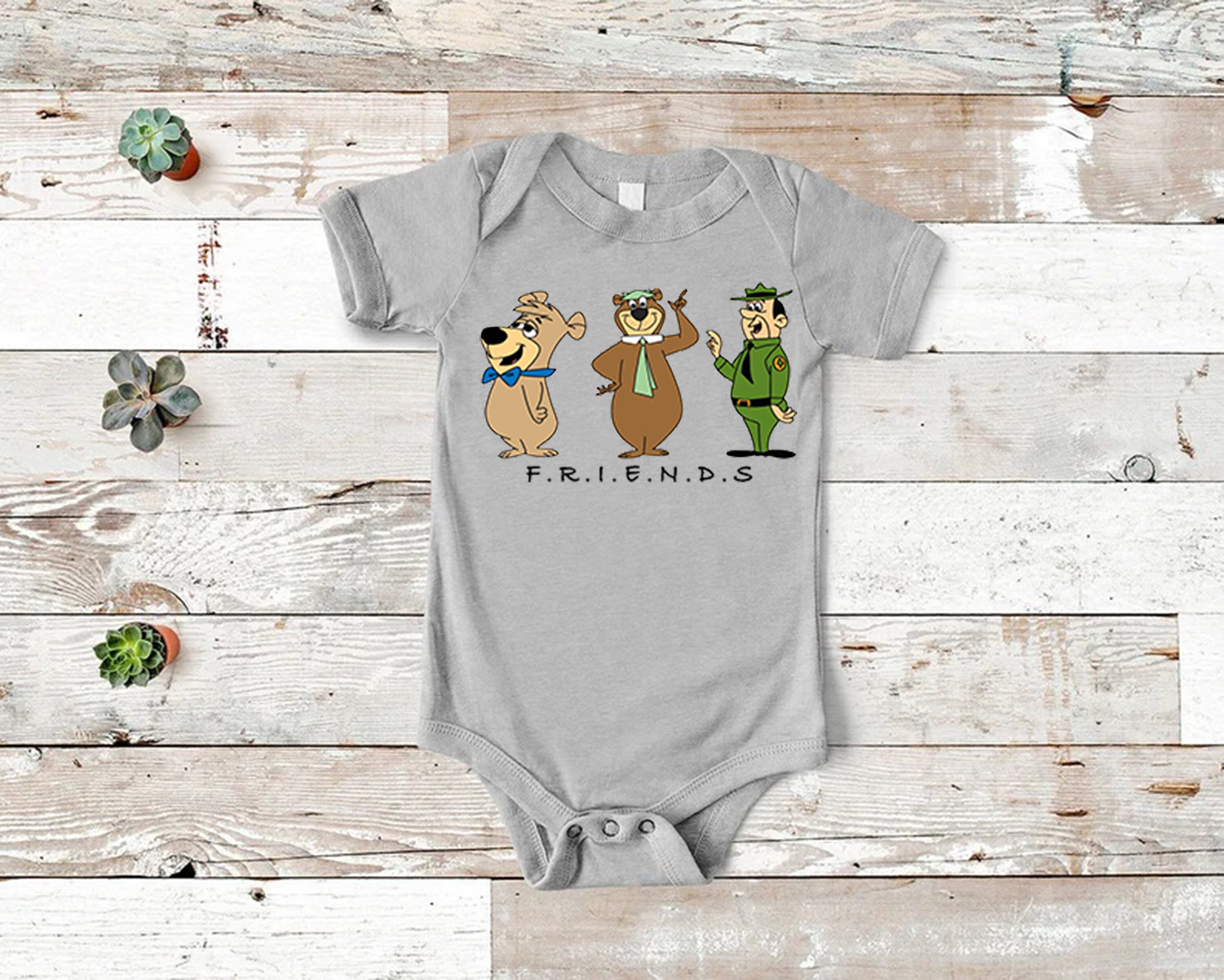 T-shirt Unisexe Drôle Yogi Bear & Boo-Boo - Coton Retro Années 70-90 - Marque Gildan