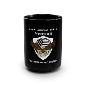 USA Veteran&#39;s Valor | Military Tribute Coffee Mug | Military and Veteran Gift | Patriotic Coffee Mug Black 15oz Coffee Cup