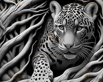 3D Leopard Illusion - Laser Engrave PNG File (Digital Download)