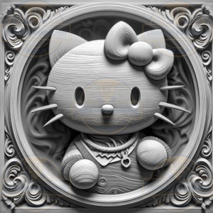 Graver au laser PNG - Animal chat PNG - illusion 3D - graver - prêt pour le laser - fichier Lightburn - fichier de conception numérique - cadre mural - personnage du film
