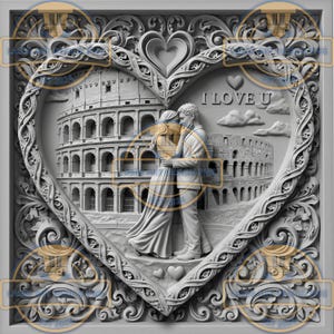 3D Rome Love Scene - Laser Engrave PNG - Lightburn File (Digital Design)
