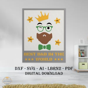 Melhor presente de papai, Super pai, Moldura de foto de papai, Decoração de papai exclusiva, Arte digital, Moldura de madeira multicamadas, Desenhos cortados a laser, DXF SVG