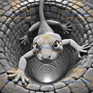 3D Gecko Illusion Laser Engrave PNG File (Digital Download)