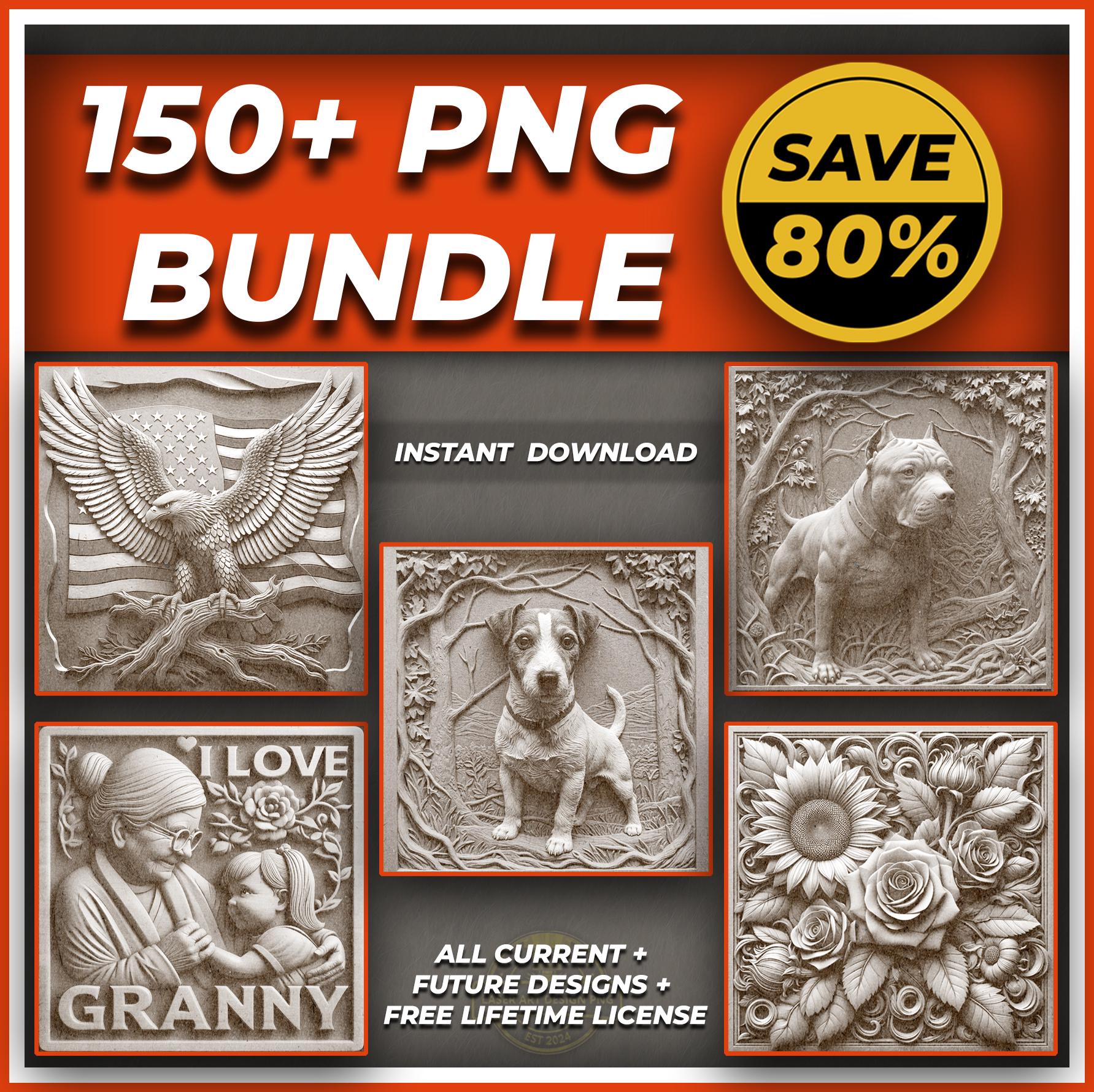 150+ Laser Engraving PNG Bundle | 3D Illusions Digital Pack
