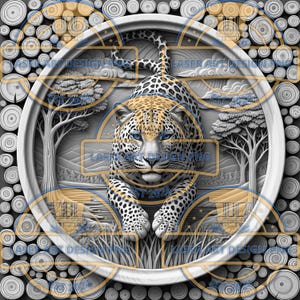 Leopard 3D Laser Engraving PNG File: Slate Coaster Art (Digital Download)