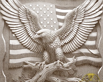彫刻ファイル – マサダ 95 - イーグル USA 旗 – レーザー彫刻 SVG DXF