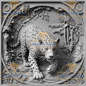 3D Leopard Illusion - Laser Engrave PNG - Wall Art (Digital Design File)