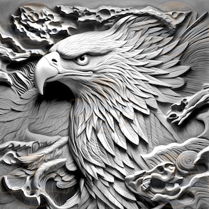 3D Eagle Illusion Laser Engrave PNG File - Wall Art (Digital Download)