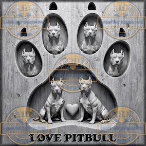 Pitbull Paw 3D Illusion - Laser Engrave PNG (Digital Design File)
