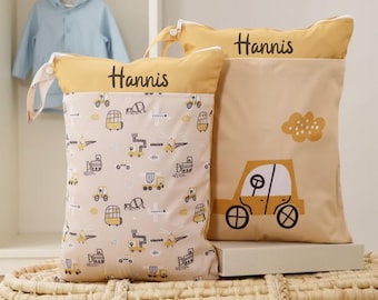 Wetbags personalisiert 2er Set, personalisierte Wetbags für den Kindergarten in 30x40cm
