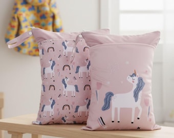 Wetbags personalisiert 2er Set, personalisierte Wetbags für den Kindergarten in 30x40cm