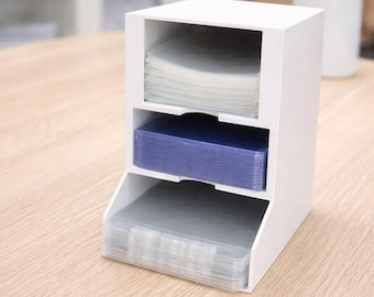 TCG Desk Organizer – Vertical Card Storage Caddy for Toploaders, Penny Sleeves, Semi-Rigids