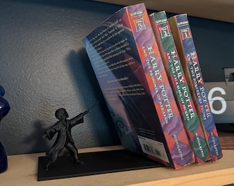 Sujetalibros de mago, silueta de hechicero, decoración de fantasía, regalo para amantes de los libros, complemento de mago oscuro