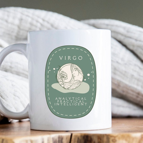 Virgo Mug With Characteristics, Virgo Coffee Mug, Virgo Zodiac Mug, Virgo Gift, Virgo Cup, Virgo Birthday Gift, Virgo Gift, Horoscope Mug