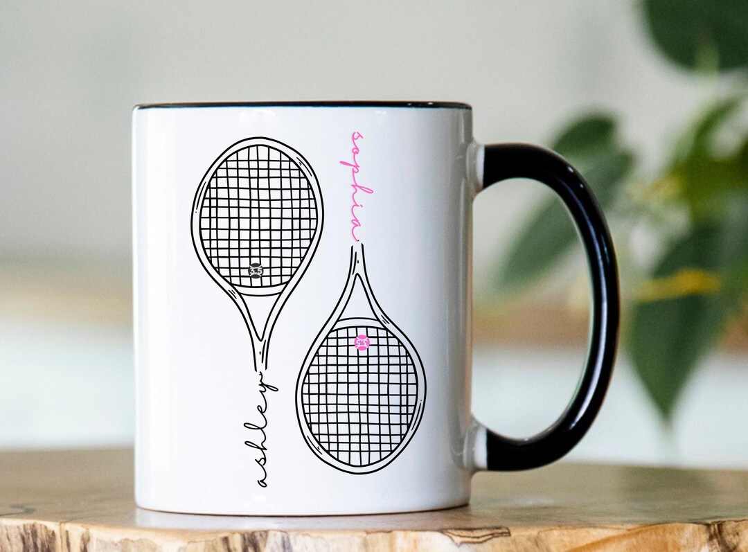 Personalized Tennis Racquets Mug, Custom Doubles Team Mug, Doubles ...