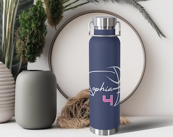 Personalized Basketball Water Bottle, Custom Name & Number, Sport Team Gift, Stainless Steel Tumbler Travel Mug, Tumbler Player Name Number