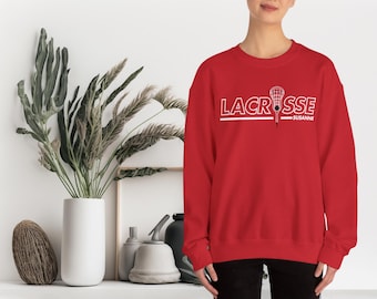 Lacrossestick-sweater met naam. Sweatshirt met gepersonaliseerde teamnaam. Aangepaste lacrosse-spelersnaam. Op maat gemaakte lacrosse-sweater. Lacrosse-moeder