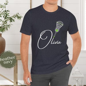 Personalized Lacrosse Stick w Name Shirt. Custom Lacrosse Gifts for Women. Lacrosse Shirt. Lacrosse T-shirt. Custom Lacrosse Players Name