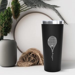 Personalized Tennis Tumbler. Custom Tennis Cup. Personalized Gift. Tennis Lover Gift. Custom Tumbler w Tennis Racquet & Name. Travel Tumbler