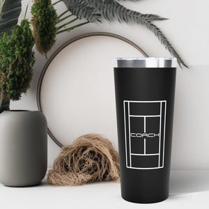 Personalized Tennis Tumbler: Custom Coach Gift, Stainless Steel Insulated Bottle