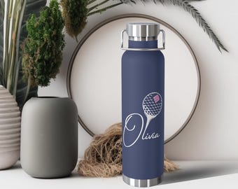 Personalized Golf Water Bottle, Custom Name Golf Ball Design, Stainless Steel Tumbler, Custom Golf Lover Gift, Gift for Dad Mothers Day Gift