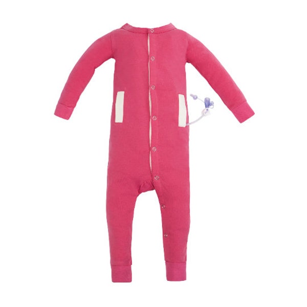 Gtube Baby Jumpsuit for Special Needs Infant Long Sleeve Onesie for Jtube Baby Romper with Feeding Tube Access Baby Bodysuit - Pink