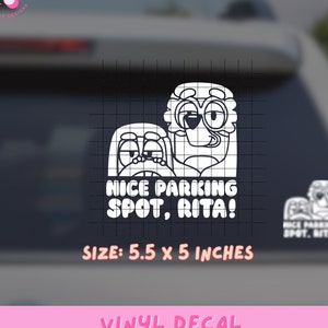 Nice parking spot Rita car window decal