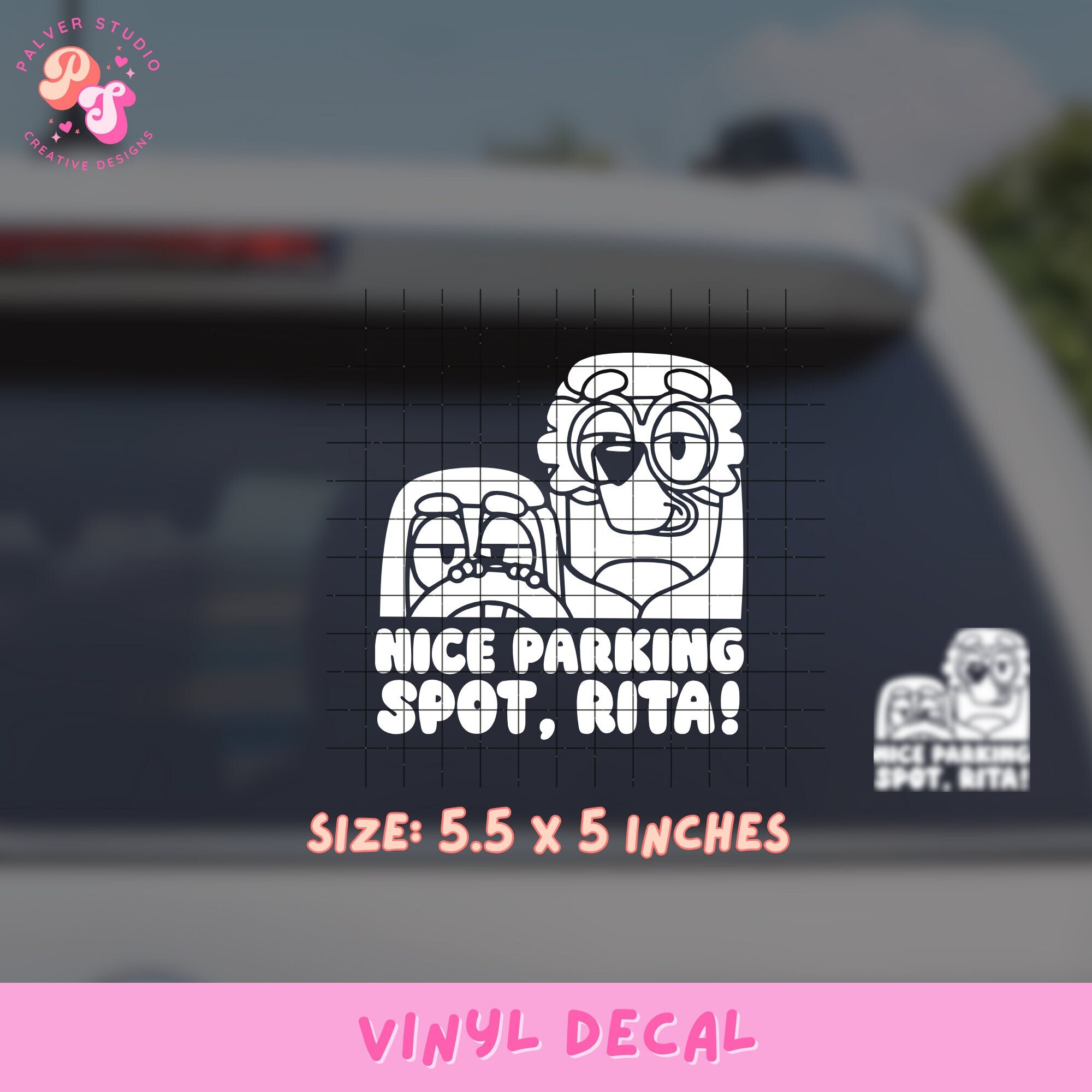 Nice Parking Spot Rita Car Decal - 3-Pack Waterproof Vinyl Stickers (3 Inch)