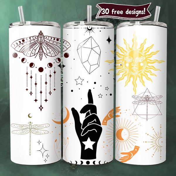 Spiritual 20oz Skinny Tumbler Sublimation Design Download PNG New Age Tumbler Print Digital Astrology Mystic Mug Wrap Png Minimalistic