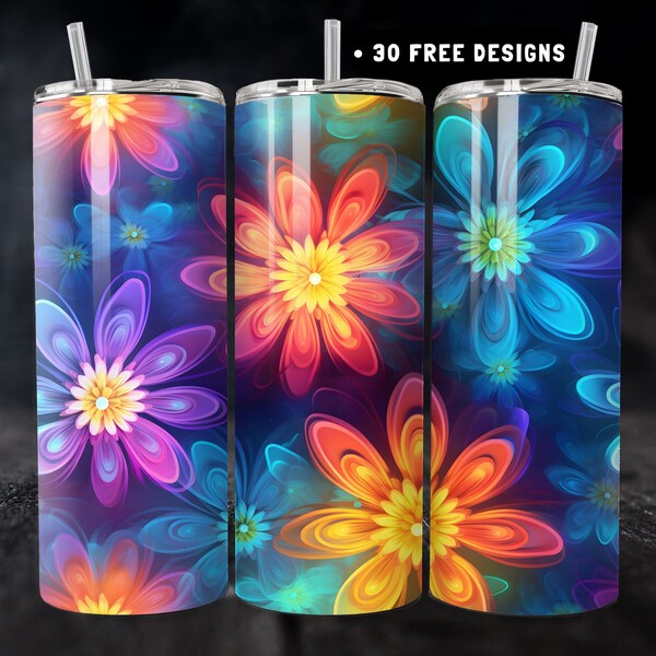 3D-Blumen 20 Unzen Skinny Tumbler Sublimation Design Digitaler Download PNG Becher DIY Handwerk Digitaldruck Fotografische Blumen