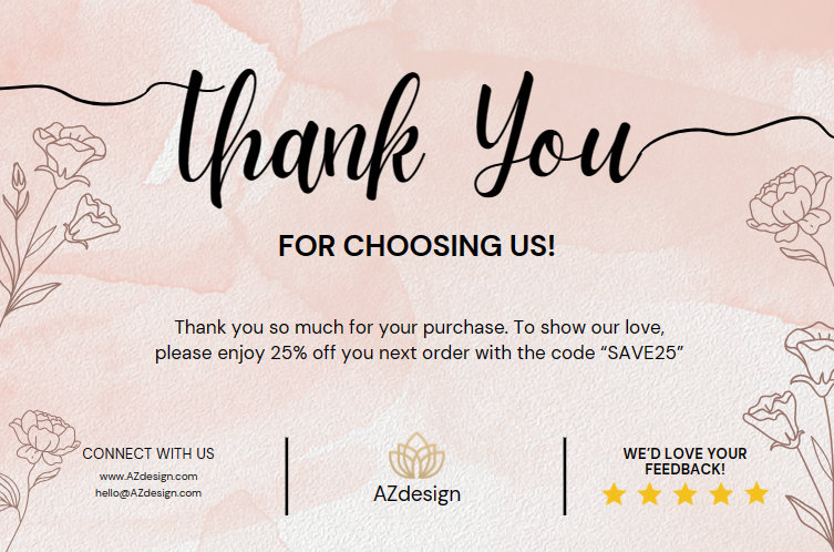Thank You Card Pink - Etsy