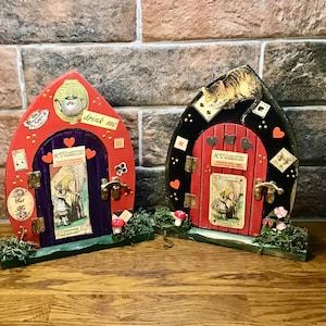 Magical Alice inWonderland open ending fairy doors, Alice in Wonderland handmade gift, keepsake