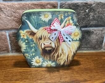 Decorazione/ornamento per la casa a forma di mucca delle Highlands: ornamento rustico indipendente