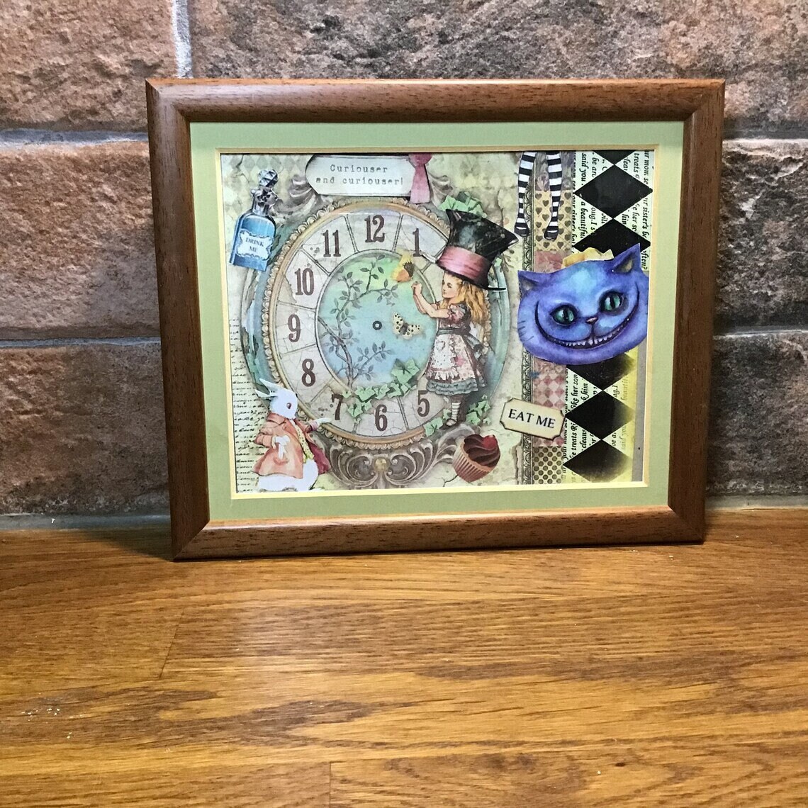 Alice in Wonderland Framed Collage Art: OOAK Mixed Media Wall Decor - Etsy