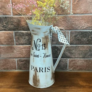 Pitcher jug vintage French style shabby chic handmade finish, country style wedding decoration, flower jug unique gift